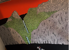 Engraved Headlands, Red Sky by Ted Scott