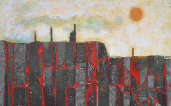 Industrial Skyline, Red Rain by Ted Scott